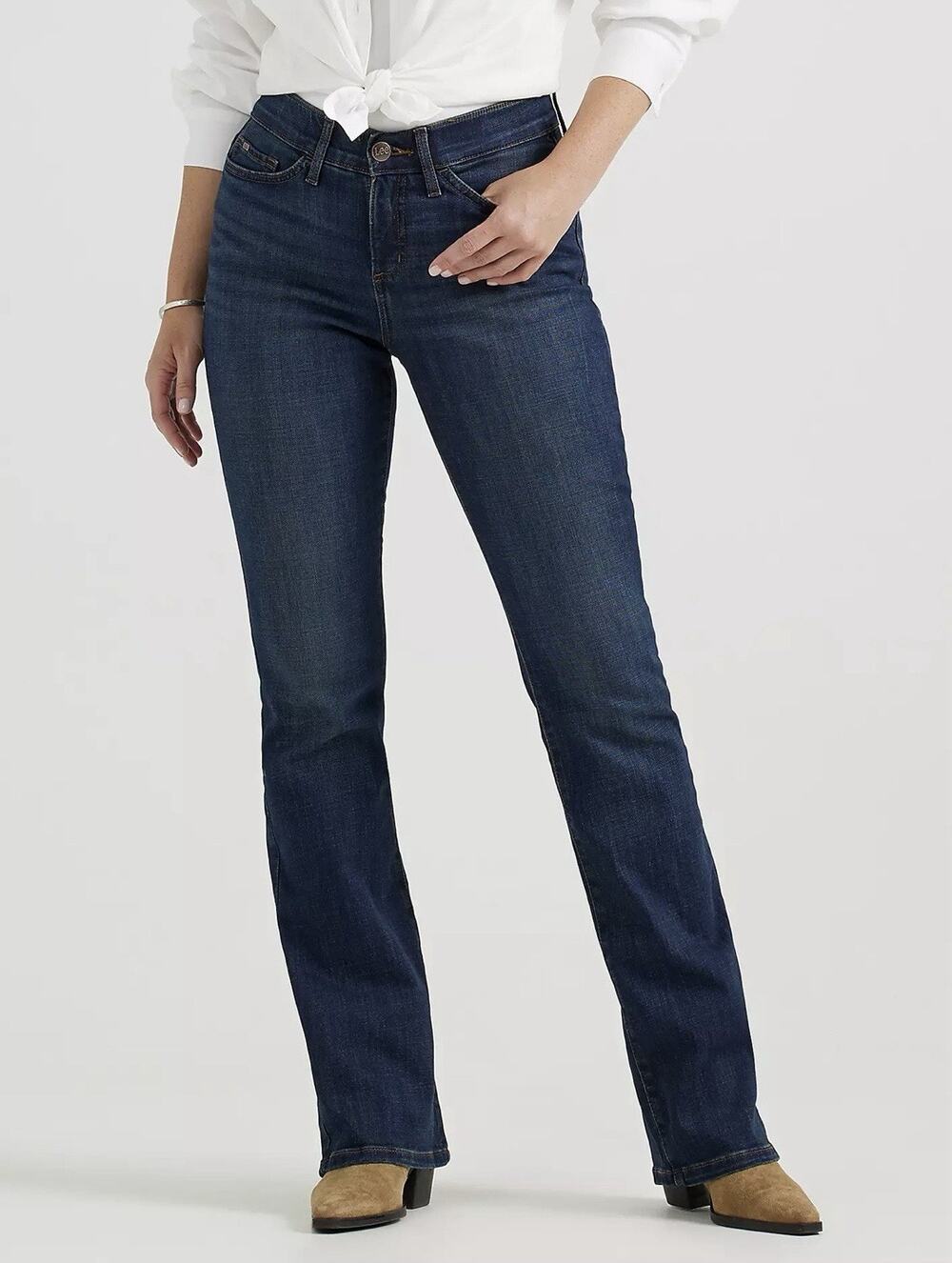 Lee Women’s Ultra Lux Comfort Main Thrill Bootcut Jeans Sz 18 L Dark Wash NWT